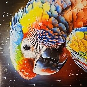 16x20 Parrot‎ Watercolor Bird Oil Painting Wall Art Fantasy Print